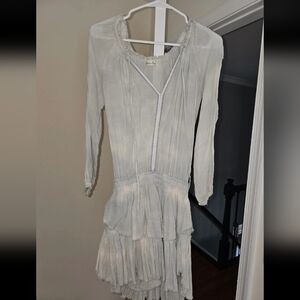 LoveShackFancy Light Gray Long Sleeve Dress